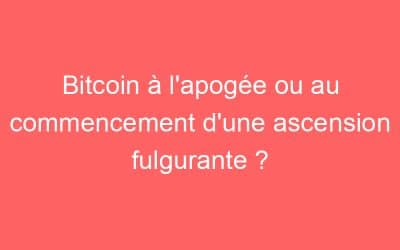 Bitcoin à l’apogée ou au commencement d’une ascension fulgurante ?
