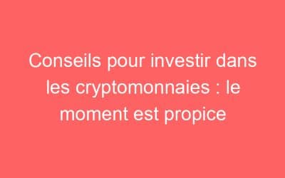 Conseils pour investir dans les cryptomonnaies : le moment est propice