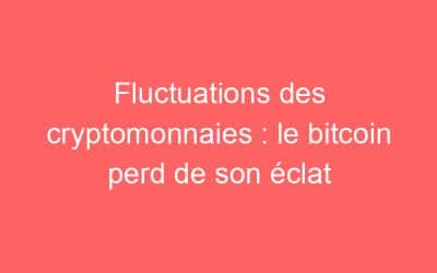 Fluctuations des cryptomonnaies : le bitcoin perd de son éclat