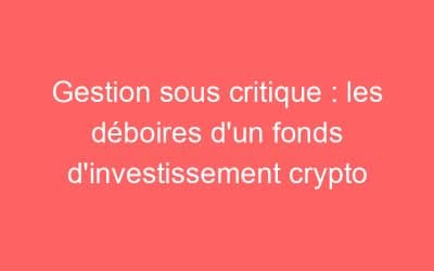 Gestion sous critique : les déboires d’un fonds d’investissement crypto