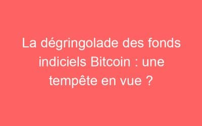 La dégringolade des fonds indiciels Bitcoin : une tempête en vue ?