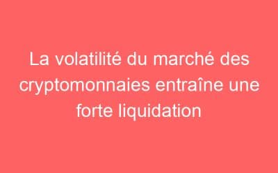 La volatilité du marché des cryptomonnaies entraîne une forte liquidation