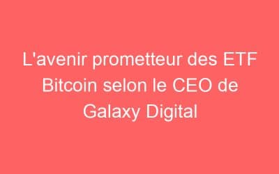 L’avenir prometteur des ETF Bitcoin selon le CEO de Galaxy Digital
