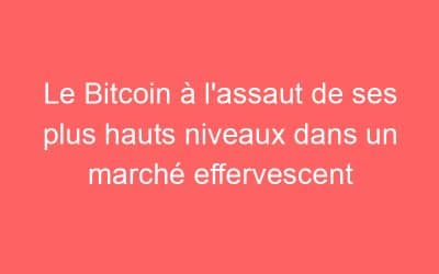 Le Bitcoin à l’assaut de ses plus hauts niveaux dans un marché effervescent