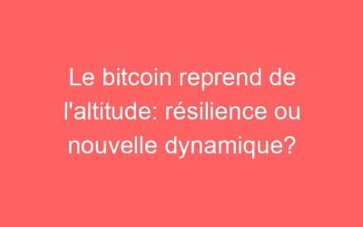 Le bitcoin reprend de l’altitude: résilience ou nouvelle dynamique?