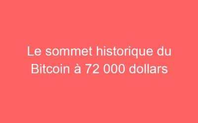 Le sommet historique du Bitcoin à 72 000 dollars