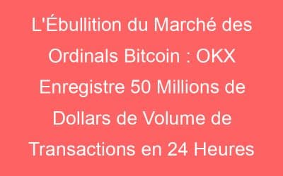 L’Ébullition du Marché des Ordinals Bitcoin : OKX Enregistre 50 Millions de Dollars de Volume de Transactions en 24 Heures