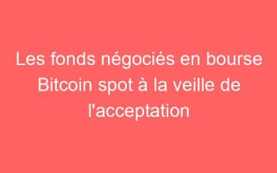 Les fonds négociés en bourse Bitcoin spot à la veille de l’acceptation