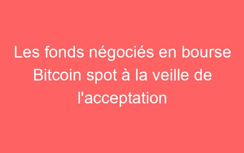 Les fonds négociés en bourse Bitcoin spot à la veille de l’acceptation