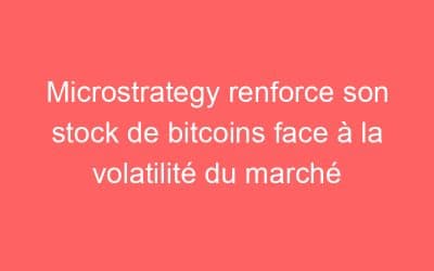Microstrategy renforce son stock de bitcoins face à la volatilité du marché