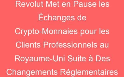 Revolut Met en Pause les Échanges de Crypto-Monnaies pour les Clients Professionnels au Royaume-Uni Suite à Des Changements Réglementaires