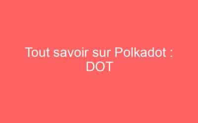 Tout savoir sur Polkadot : DOT