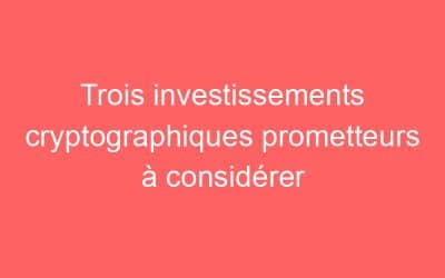 Trois investissements cryptographiques prometteurs à considérer