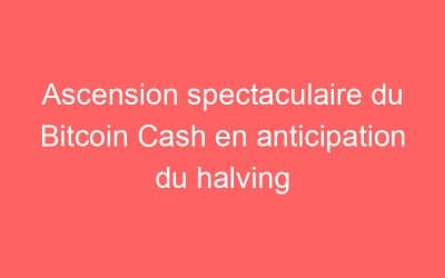 Ascension spectaculaire du Bitcoin Cash en anticipation du halving