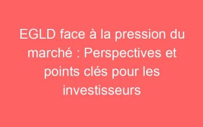 EGLD face à la pression du marché : Perspectives et points clés pour les investisseurs