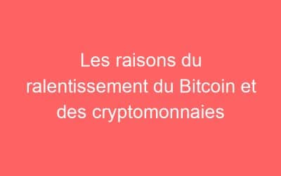 Les raisons du ralentissement du Bitcoin et des cryptomonnaies