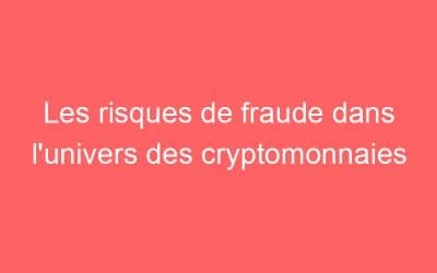 Les risques de fraude dans l’univers des cryptomonnaies