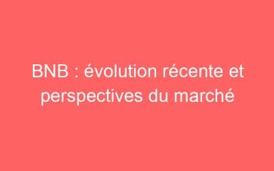 BNB : évolution récente et perspectives du marché