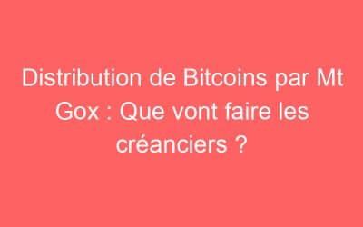 Distribution de Bitcoins par Mt Gox : Que vont faire les créanciers ?