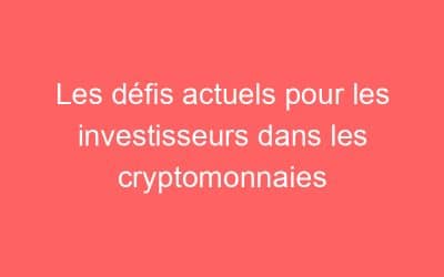 Les défis actuels pour les investisseurs dans les cryptomonnaies
