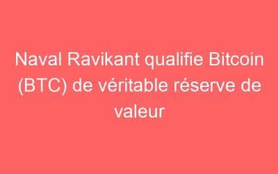 Naval Ravikant qualifie Bitcoin (BTC) de véritable réserve de valeur