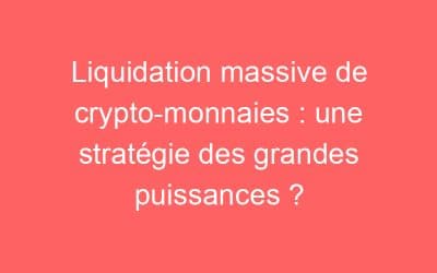 Liquidation massive de crypto-monnaies : une stratégie des grandes puissances ?