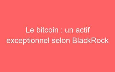 Le bitcoin : un actif exceptionnel selon BlackRock