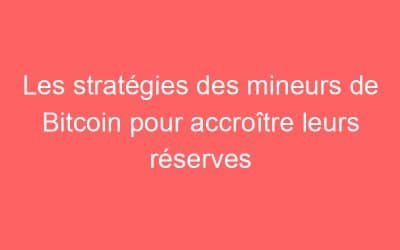 Les stratégies des mineurs de Bitcoin pour accroître leurs réserves