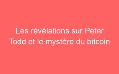 Les révélations sur Peter Todd et le mystère du bitcoin