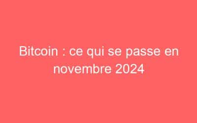Bitcoin : ce qui se passe en novembre 2024