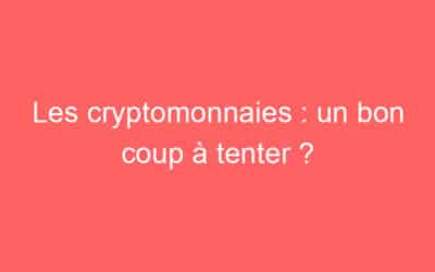 Les cryptomonnaies : un bon coup à tenter ?