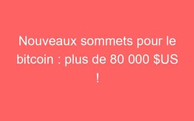 Nouveaux sommets pour le bitcoin : plus de 80 000 $US !