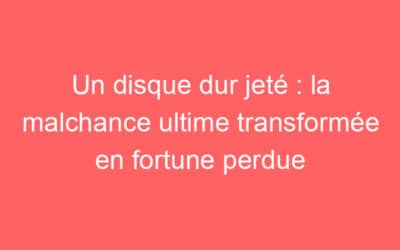 Un disque dur jeté : la malchance ultime transformée en fortune perdue