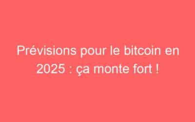 Prévisions pour le bitcoin en 2025 : ça monte fort !
