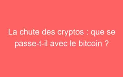 La chute des cryptos : que se passe-t-il avec le bitcoin ?