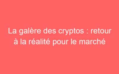 La galère des cryptos : retour à la réalité pour le marché