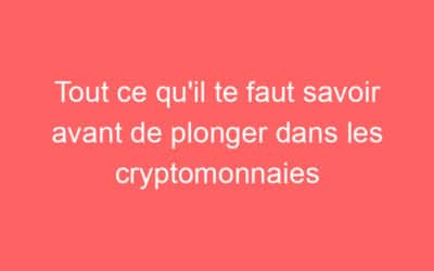 Tout ce qu’il te faut savoir avant de plonger dans les cryptomonnaies
