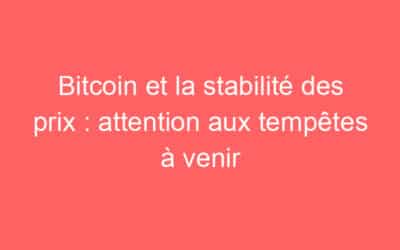 Bitcoin et la stabilité des prix : attention aux tempêtes à venir