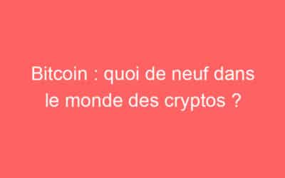 Bitcoin : quoi de neuf dans le monde des cryptos ?