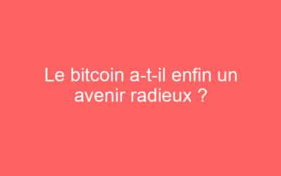 Le bitcoin a-t-il enfin un avenir radieux ?