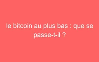 le bitcoin au plus bas : que se passe-t-il ?