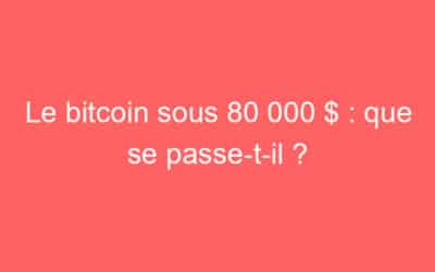Le bitcoin sous 80 000 $ : que se passe-t-il ?