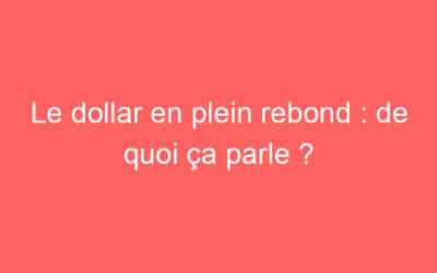 Le dollar en plein rebond : de quoi ça parle ?