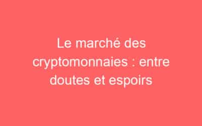 Le marché des cryptomonnaies : entre doutes et espoirs