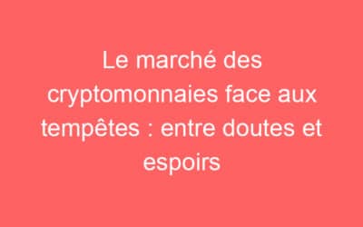 Le marché des cryptomonnaies face aux tempêtes : entre doutes et espoirs