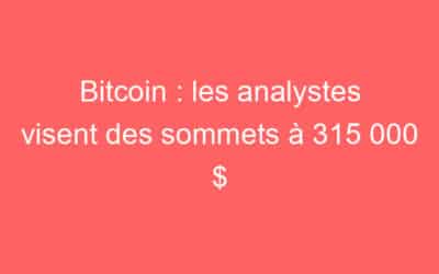 Bitcoin : les analystes visent des sommets à 315 000 $