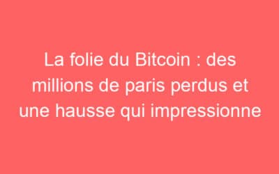 La folie du Bitcoin : des millions de paris perdus et une hausse qui impressionne