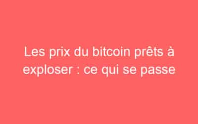 Les prix du bitcoin prêts à exploser : ce qui se passe