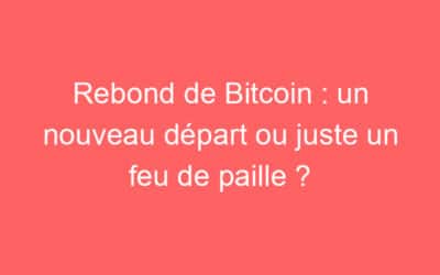Rebond de Bitcoin : un nouveau départ ou juste un feu de paille ?