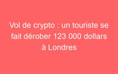 Vol de crypto : un touriste se fait dérober 123 000 dollars à Londres